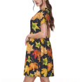 thumbnail image 2 of Disketp Colorful Maple Leaves para Vestido de Manga Corta para Mujeres, Vestidos de Verano para Mujeres, Casual y Holgado para la Playa, 2 of 6