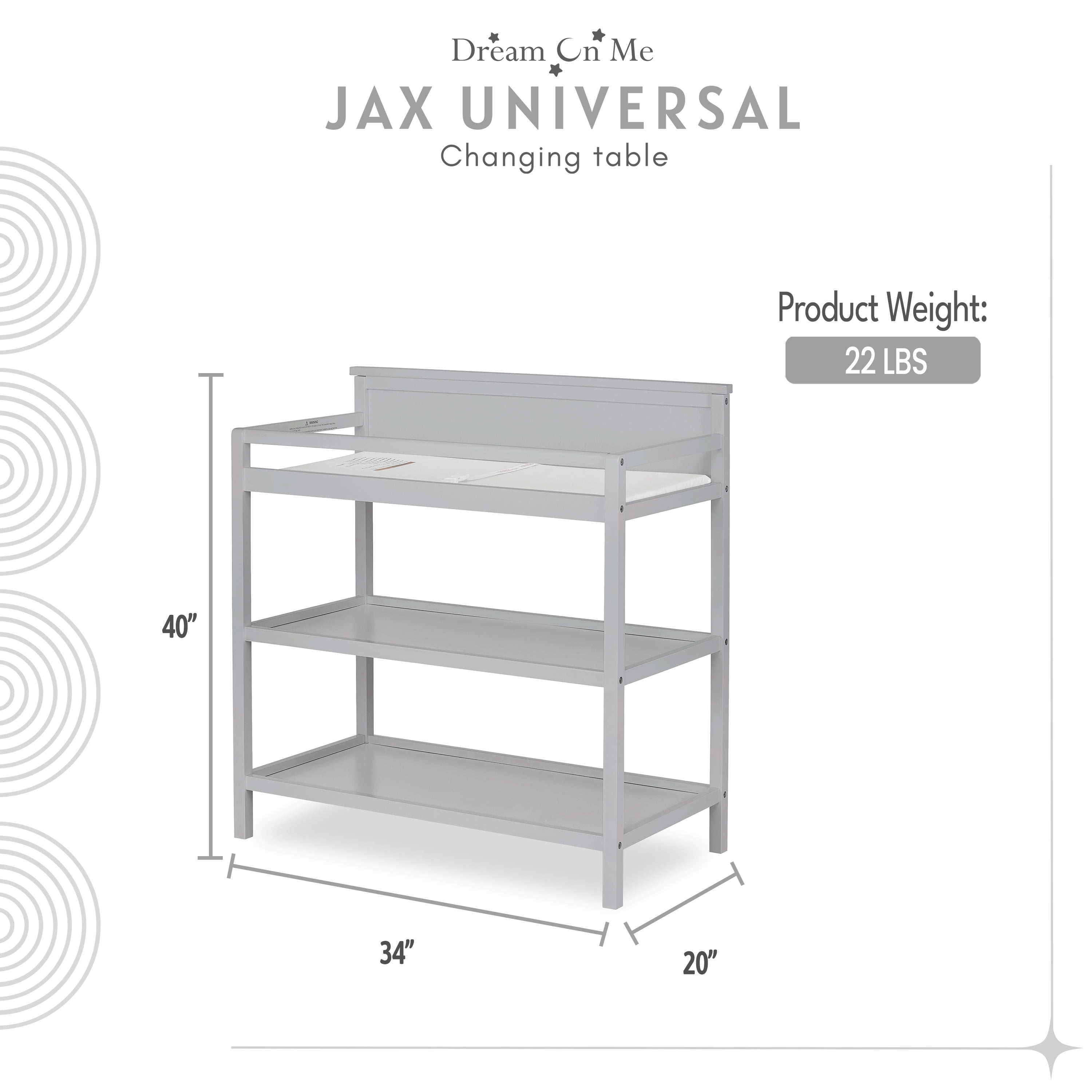 Dream On Me Jax Universal Changing table Grey