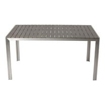 Pemberly Row 59" Modern Aluminum Frame Patio Dining Table in Gray