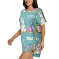 thumbnail image 2 of Bingfone Animal Meditation Print Pajamas Sets for Women Soft Short-Sleeved Pjs with Lounge Shorts Two Piece Sleepwear, 2 of 8