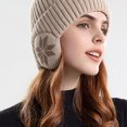 thumbnail image 6 of Xfvqtps Womens Skull Cap with Ear Flap Knitted Fleece Lined Solid Color Simplicity Stretch Windproof Coldproof Warm Thickened Ski Fall Winter Soft Beanie White, 6 of 6