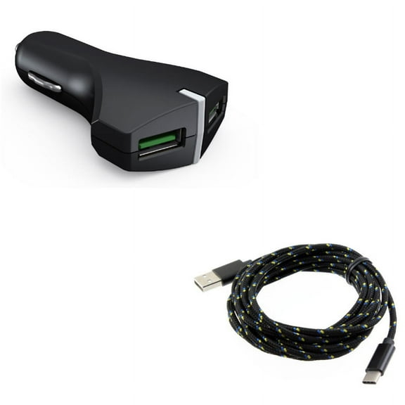 Car Charger   10ft USB Cable for Motorola One 5G Ace Phone - 36W Fast 2-Port USB Power Adapter and Type-C Charger Cord Power Wire Combo for Motorola One 5G Ace (2021)