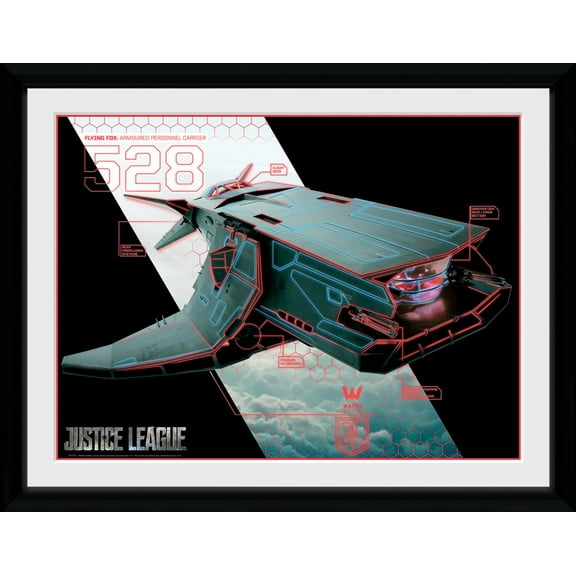 GB eye Justice League Flying Fox Framed Poster, Wood Various, 52 x 44 x 3 cm