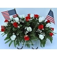 thumbnail image 5 of Door and Decor 24” Artificial Silk Red and White Roses Memorial Bouquet, 5 of 5