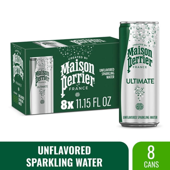 Maison Perrier Ultimate Sparkling Water – 8 Pack, 11.15 fl oz Cans – Premium Carbonated Mineral Water, Zero Calories
