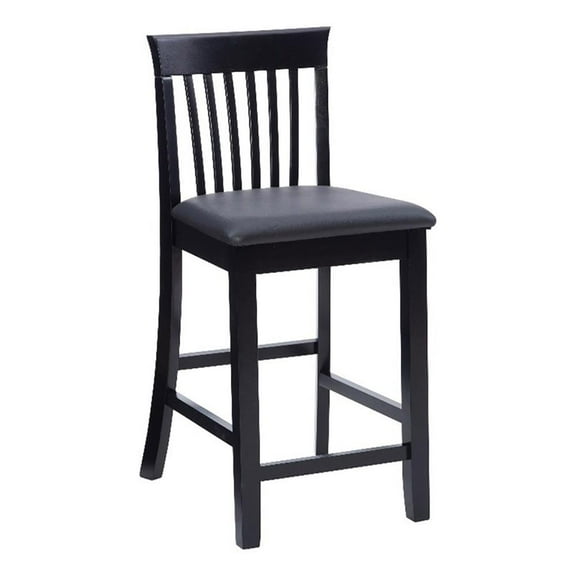 Hawthorne Collections 25" Transitional Wood/Faux Leather Counter Stool in Black