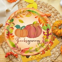TOPRenddon 25 Thanksgiving Paper Plates Festive Fall Pumpkin And Leaves Pattern Disposable Tableware For Fall Harvests Party 7 Inch