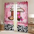 thumbnail image 2 of jejeloiu Western Cowgirl Boots Black Out Curtains,Pink Rose Flower Curtains Pack of 2 (42x63 Each),Cattle Cow Pattern Bedroom Curtains For Girls Kids,Luxury Bedroom Decor, 2 of 6