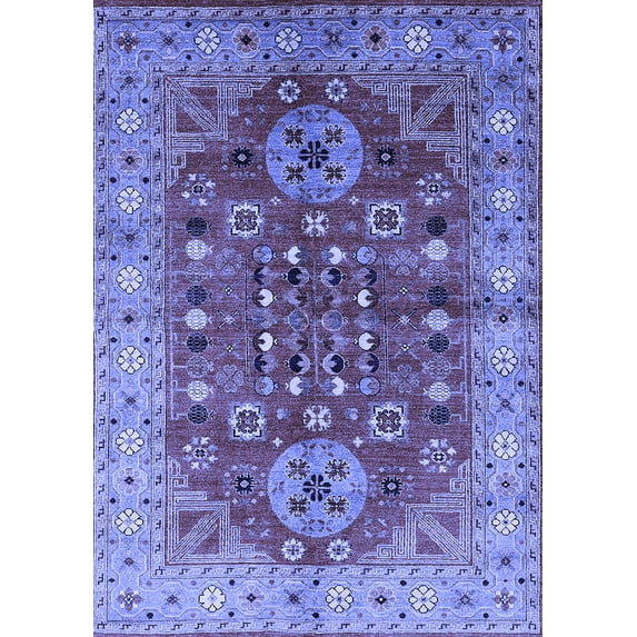 Ahgly Company Indoor Rectangle Oriental Blue Industrial Area Rugs, 8' x 12'