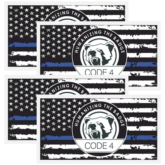 5PCS Thin Blue line Sticker Code 4, American Flag Thin Blue Line Car Decal, Police Support Stickers, for Cars Trucks Window Laptop Waterproof Decals(Blue)