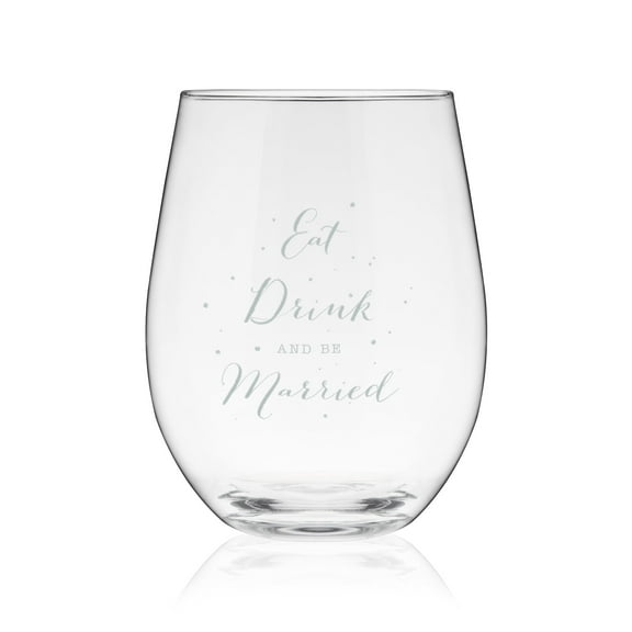 Eat, Drink, & Be Married Stemless Wine Glass