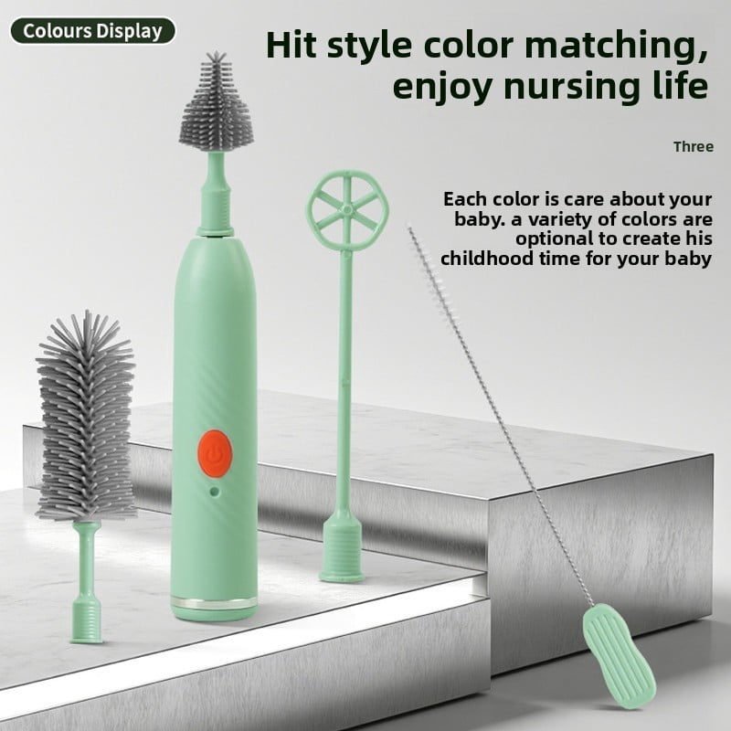 Cleaning Brush Electric Bottle Brush Waterproof 360 Degree Rotating Long Handled Silicone Straw Pacifier Cleaning Brush Set