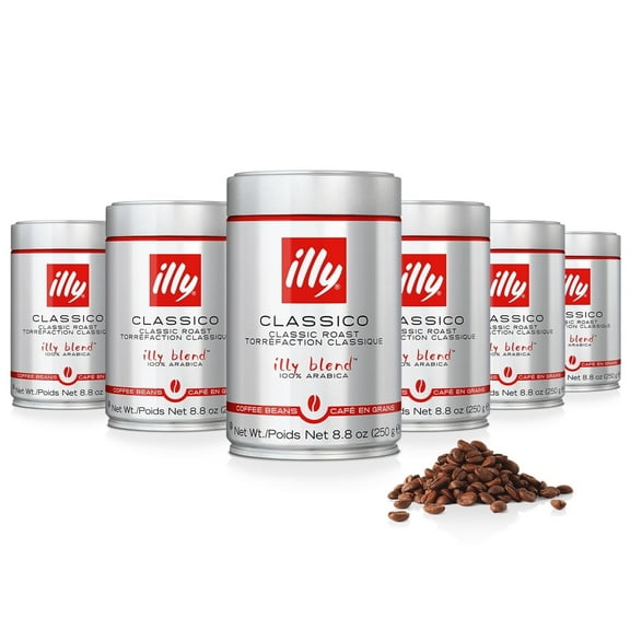 illy Whole Bean Coffee, Classico Medium Roast, 100% Arabica, 8.8 oz, 6 Pack