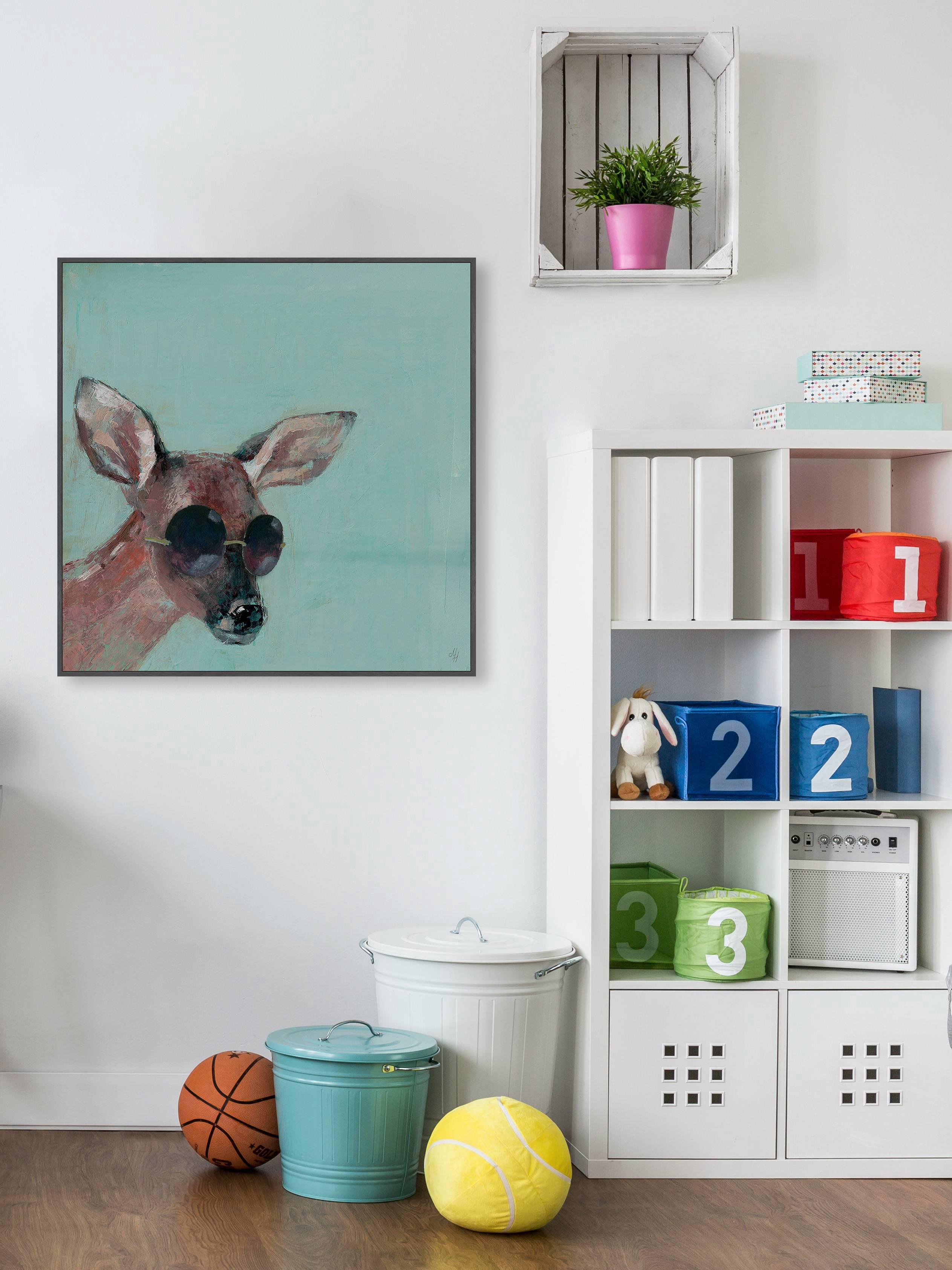 Trendy Deer Floater Framed Painting Print on Canvas