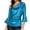 Blue, variant on Women Fashion Metallic Tops One Shoulder 3/4 Flare Sleeve Shirts Elegant Blouses Solid Ruched Shinny Shirt