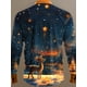 thumbnail image 3 of Camisa informal artística de Papá Noel para hombre, de manga larga, con botones, para fiestas, noches, uso diario, con estampado 3D, cuello de poliéster, 3 of 4