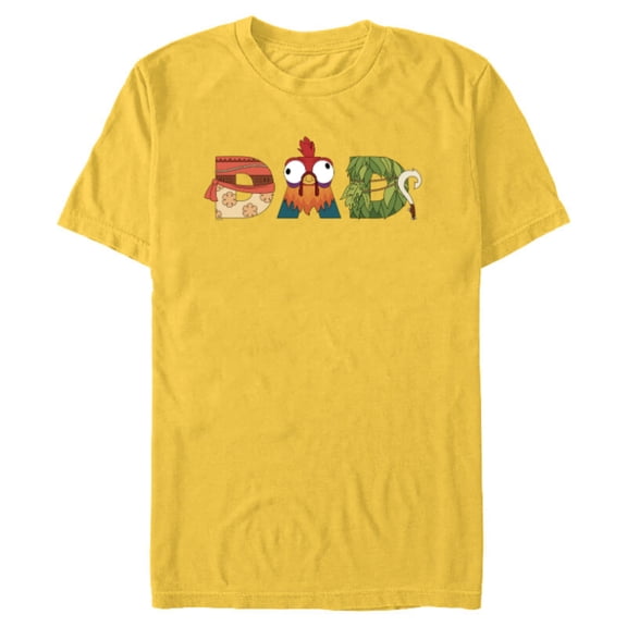 Disney Moana Letters Maui Father’s Day Birthday Best Dad - Short Sleeve Blended T-Shirt for Adults - Customized-Yellow