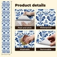 thumbnail image 5 of Peel and Stick Wallpaper 17.7in x 9.8ft Blue Floral Damask Elegant Brushstroke White Contact Paper Vinyl Self-Adhesive Removable Wall Paper for Bedroom Kitchen Cabinet Renter Friendly, 5 of 8