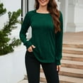 thumbnail image 6 of Womens Fall Tops Long Sleeve Rib-knit Round Neck Plain Pullover Casual T Shirts Tops for Winter Trendy 2025 (L, Green), 6 of 7
