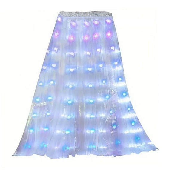 ANINEO Women Fashion Luminous Skirt Pleated Skirt Transparent Dance Performance Skirt Clothes