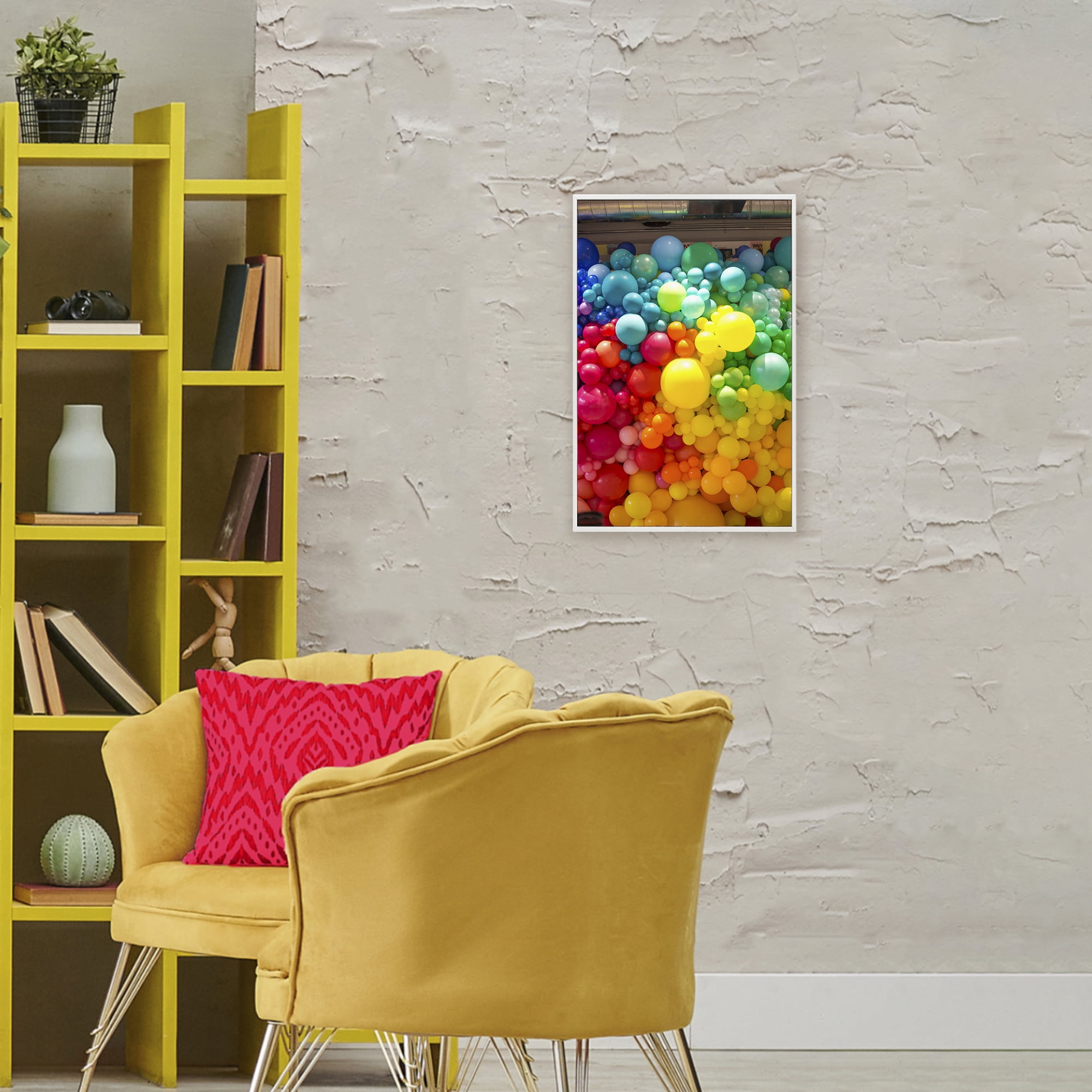 Stupell Industries Lively Colorful Balloons White Framed Giclee Art, design by LISH Creative