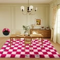 thumbnail image 2 of Conbriboy Checkered Rug 5x7ft For Living Room, Pink And Rose Red Modern Shag Rug Super Soft Washable Indoor Fuzzy Carpet Non-Slip Fluffy Rugs For Bedroom Home Aesthetic Decor, 2 of 9