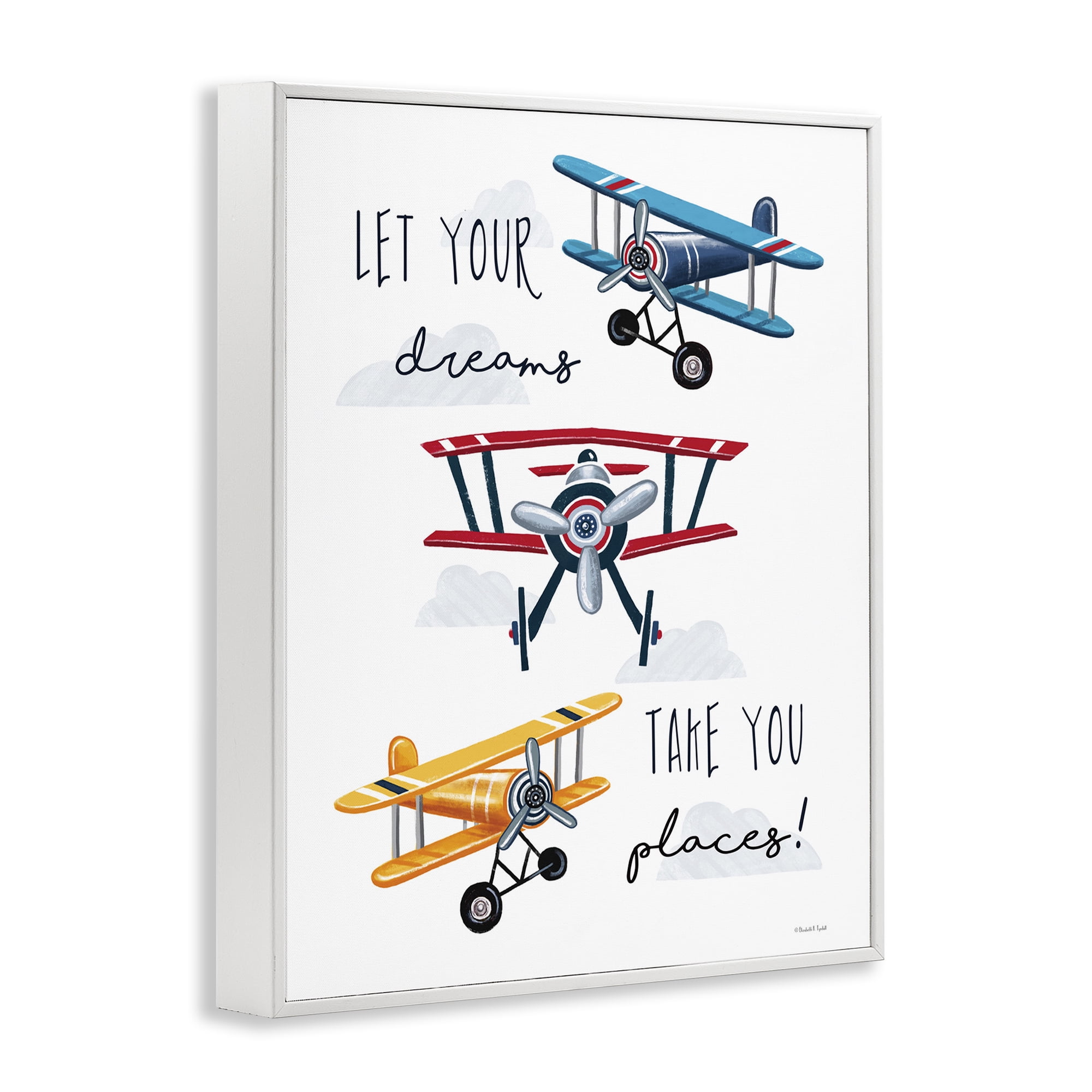 Stupell Industries Dreams Take You Places Transportation Painting White Framed Art Print Wall Art, 16 x 20