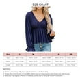 thumbnail image 6 of Long Sleeve Top V Neck Flared Sleeves Ruffle Hem Loose Fit Breathable Women Blouse for Fall Winter Navy Blue L, 6 of 6
