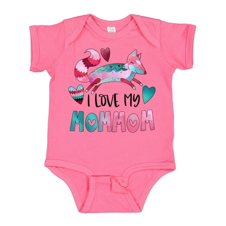 

Inktastic I Love My MomMom Pink and Blue Fox with Hearts Gift Baby Boy or Baby Girl Bodysuit