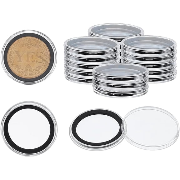 20PCS Coin Capsules 1.5 Inch/38MM Black Ring Coin Holders No Rattle Coins Collection Case for 1oz Silver Dollars Morgan