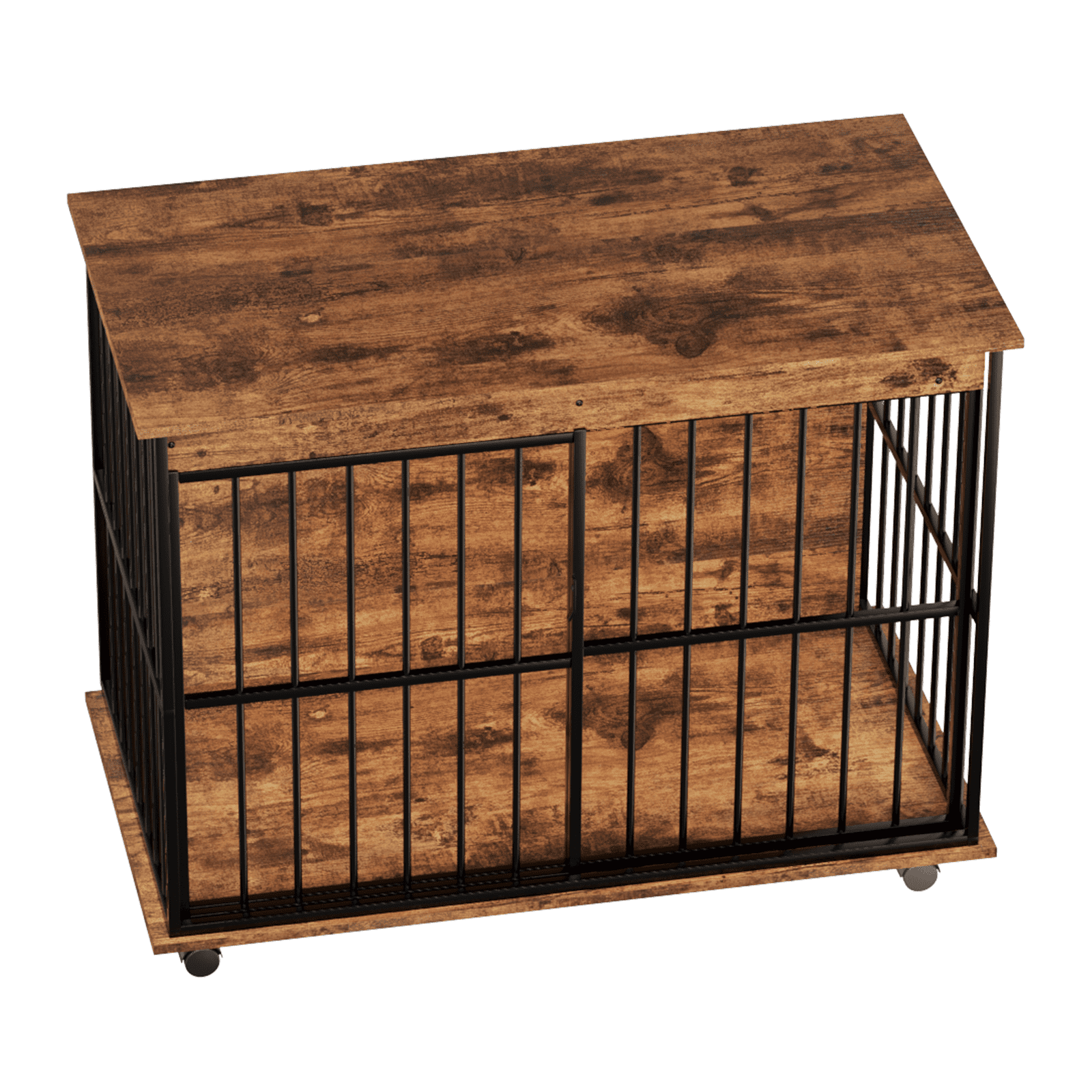 Large Wooden Dog Crate Furniture with Tray, Spacious Kennel for Medium to Large Dogs