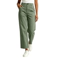 thumbnail image 3 of Oksale Chino Pants for Women Petite Straight Leg Khaki Pants with Patch Pockets High Waisted Button Casual Pants Trendy Trousers Mint Green 2XL, 3 of 9