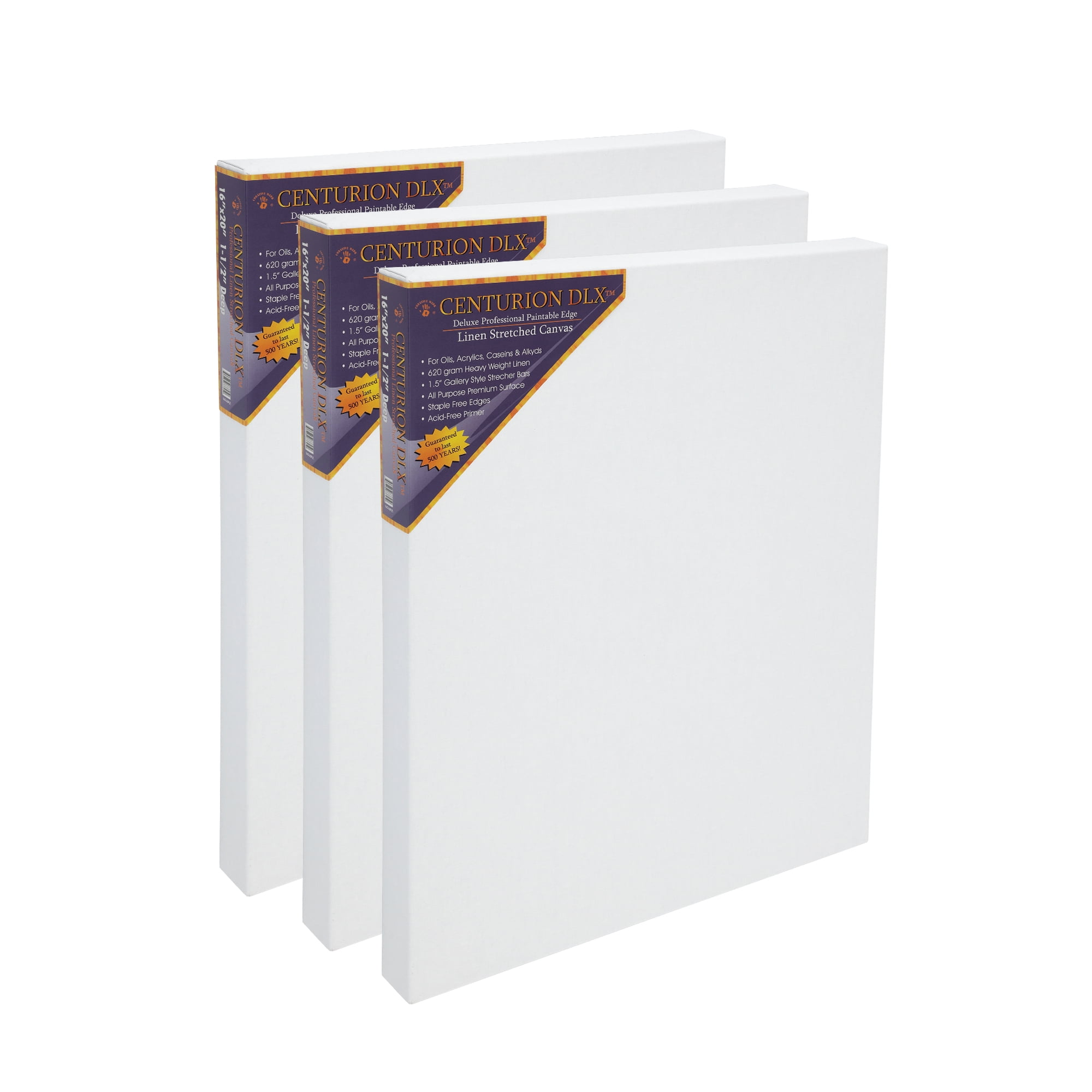 Centurion DLX Acrylic Primed Linen Stretched Canvases 1.5" Deep