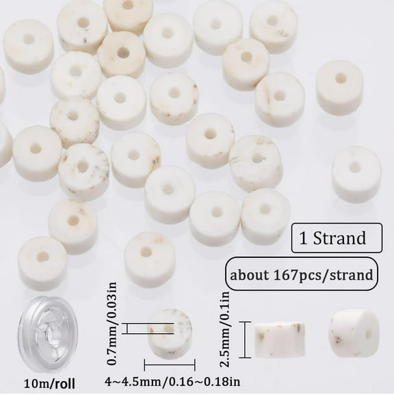 1box 1 box 167pcs Flat Stone Beads Disc Stone Beads 4mm Magnesite Beads Heishi Stone Beads Gemstones Gem Stones Beads Stone Spacer Beads for Jewelry Making Earrings Bracelet