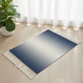 thumbnail image 3 of Navy Blue Ombre Bathroom Rug 2'x3', Blue White Gradient Modern Abstract Art Low Profile Front Entryway Rug with Tassels, Woven Cotton Washable Kitchen Mat Carpet for Foyer Bedroom Back Door Decor, 3 of 9