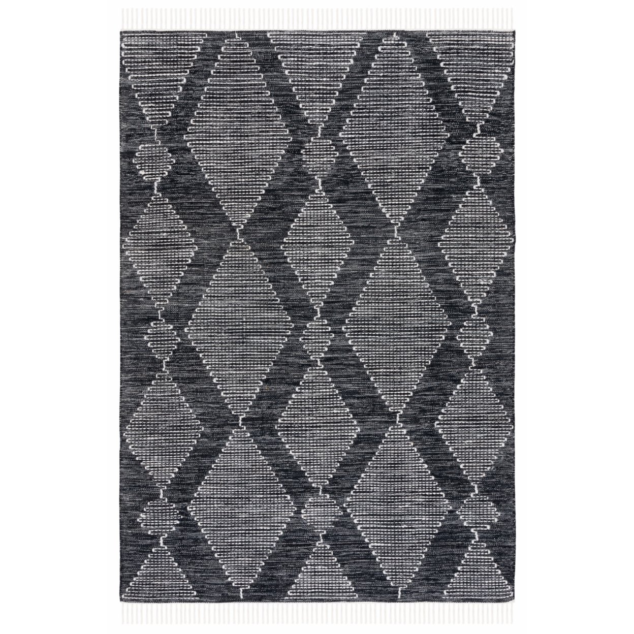 SAFAVIEH Kilim Angel Diamond Polyester Area Rug, Black/Ivory, 8' x 10'