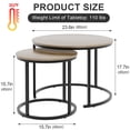 thumbnail image 6 of Nesting Coffee Table Round Side Table Set of 2 End Tables for Living Room Bedroom Balcony, Wooden Stacking Accent Coffee Tables with Metal Frame, 6 of 6