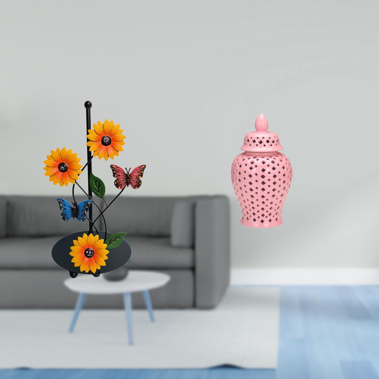 Fiocias Ceramic Paper Towel Holder Vase Non Slip Vertical Tissue Rack Porcelain Decorative Jar Storage Lid Floral Arrangement Ornament Flower Display