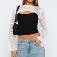 thumbnail image 1 of Señoras Hollow Out Top O Neck Super Short Pullover Elegante Color Sólido Streetwear FLhrweasw Nuevo, 1 of 7