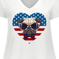 thumbnail image 4 of Inktastic Pug Dog Patriotic US Flag Heart Women's Plus Size V-Neck T-Shirt, 4 of 5