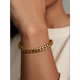 thumbnail image 4 of ChainsProMax Mens Chain Bracelet 18K Gold Plated Curb Chain Bracelet Men 10MM 19CM Wrist Chain Bracelet Gift for Dad Father Son, 4 of 8