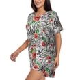 thumbnail image 2 of Daiia Roses Mixed Zebra 1 Pattern Womens Pajama Sets Short Sleeve Pajamas for Women Sets Soft Lounge Sets Casual Round Neck Sleepwear PJS-XX-Large, 2 of 7