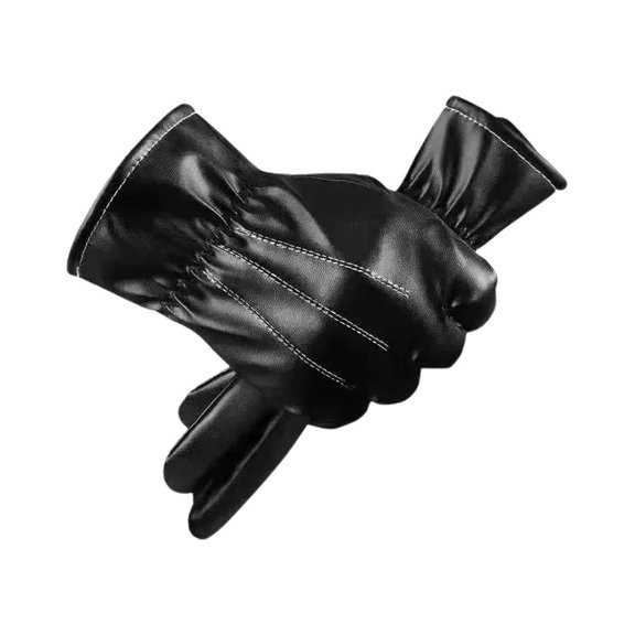 OADUKQ Winter Motorcycle Gloves, Thermal Fleece Lined Pu Gloves, Cold Weather Commuting Cycling and Outdoor Work, White