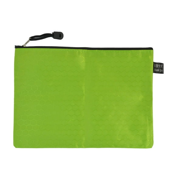 Unique Bargains Office Stationery Rectangle Green Zipper Closure A5 Paper File Storage Bag