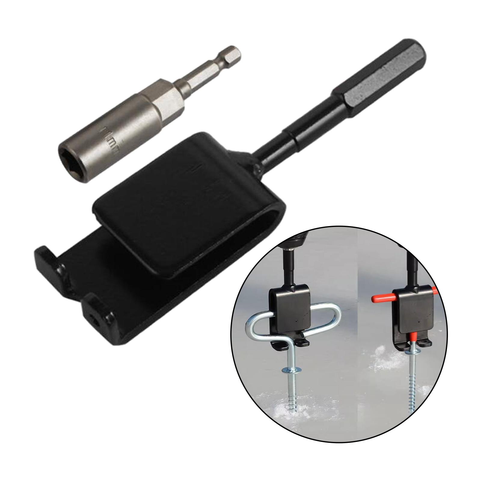 Ice Anchor Drill Adapter Kit - Includes 4 Stake Nails & 1/4" Adapter For Ice Fishing Shelter Setup