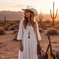 thumbnail image 7 of Hzzsbu Cow Hat for Women, Felt Western Hats With Macrame Beaded Band Jazz Top Hat Wide Brim Sun Hat Beach Vintage Retro Western Cow Hats for Wedding Party, 7 of 7