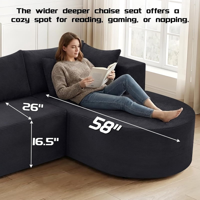 105" Cloud Sectional Couch with Chaise, Boneless L-Shaped Modular Sectional Sofa for Living Room, Comfy Cloud Couch with Deep Seat