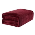 thumbnail image 1 of Unique Bargains Fleece Plush Throw Blanket, 91" x 102", Burgundy, 1 of 6