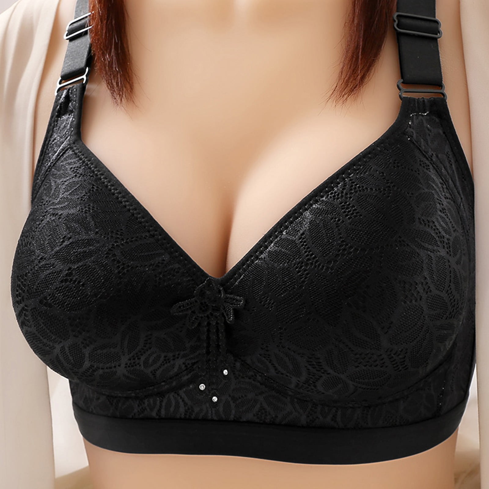 Girls Bras 12-14 Years Old, Women's Embroidered Glossy Comfortable  Breathable Bra Underwear No Rims, Minimizer Bra for Heavy Breast 