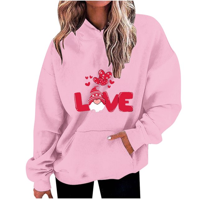 Birdeem Chandails à Capuchon et Chandails pour Femmes, Mode Décontractée, Saint-Valentin, Imprimés, Manches Longues
